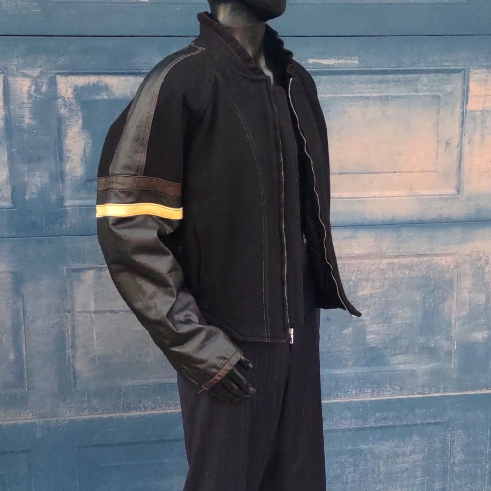 Modern Head Ware Limited Men's Pure Leather/Wool Blend Moto Jacket (Canada) - Picture 16 of 17